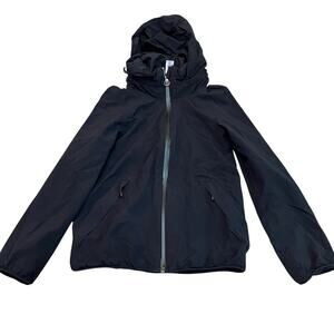 Ivivva By Lululemon Girls Windbreaker Jacket Size 6 Packable Hood Full Zip Black